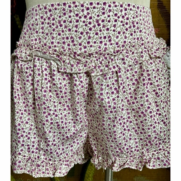 Anthropologie Flannel Ruffle Pajama Shorts S - Picture 3 of 15